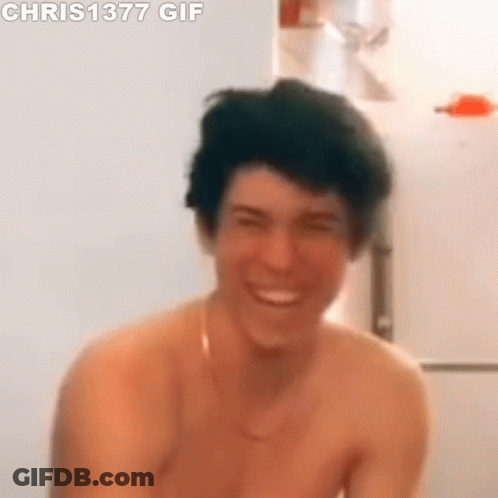 Shirtless Man Smiling Making Funny Face GIF