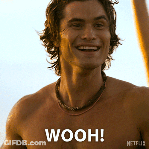 Shirtless Man Smiling With Wooh On Chest GIF