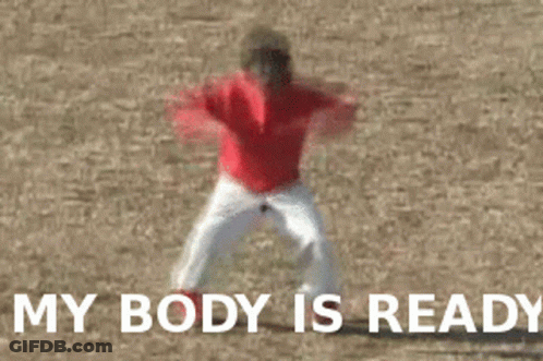 Shirtless Man Standing In Field My Body Is Ready GIF