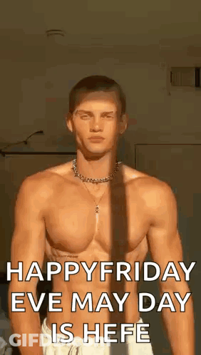 Shirtless Man Standing In Front Of Mirror GIF