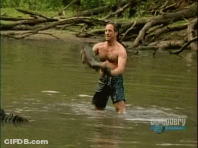 Shirtless Man Standing In River Discovery Channel GIF