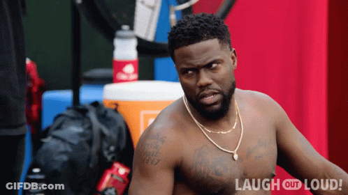 Shirtless Man Stands In Front Of Laugh Out Loud Advertisement GIF
