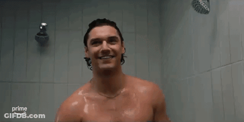 Shirtless Man Taking Shower Prime GIF