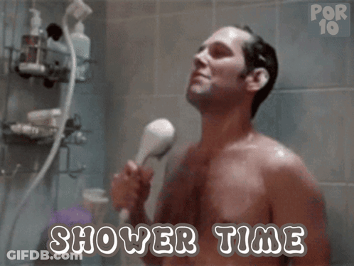 Shirtless Man Taking Shower GIF