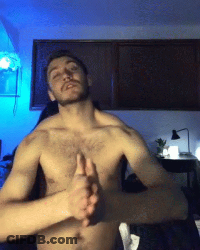 Shirtless Man Thumbs Up Blue Light GIF