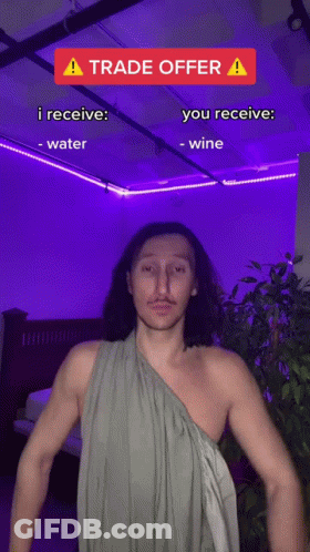 Shirtless Man Trade Offer Water You Receive Wine GIF