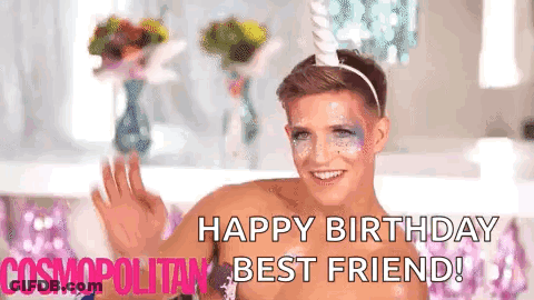 Shirtless Man Waving With Unicorn Headband GIF