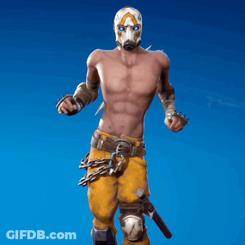 Shirtless Man Wearing Gas Mask And Chains GIF