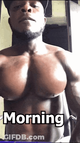 Shirtless Man Wearing Hat With Morning GIF