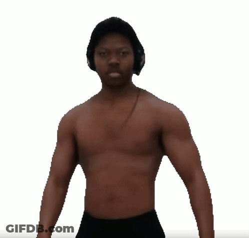 Shirtless Man Wearing Headphones And Black Shorts GIF