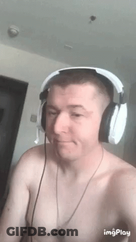 Shirtless Man Wearing Headphones Making Face GIF