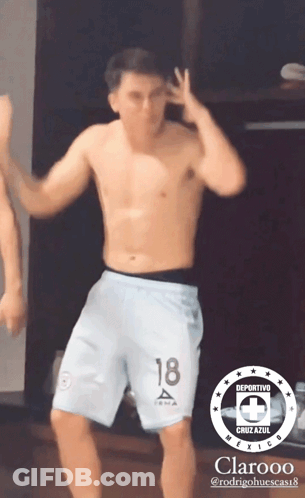 Shirtless Man Wearing Shorts Saying 18 GIF