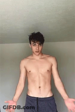 Shirtless Man With Arms Outstretched GIF