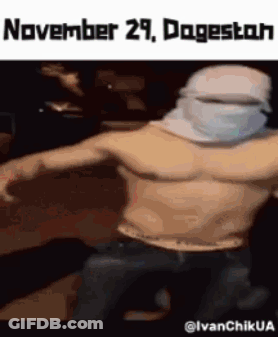 Shirtless Man With Bandana Dancing November 29 Dagestan GIF