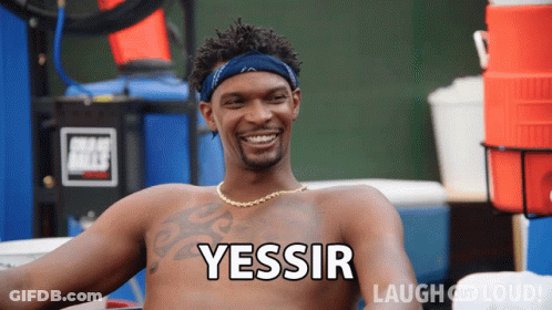 Shirtless Man With Bandana Saying Yessir GIF