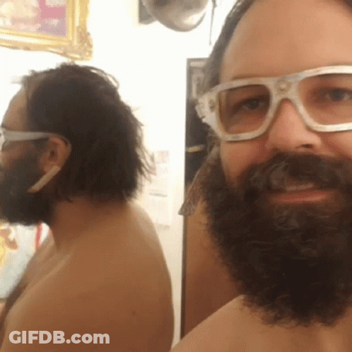 Shirtless Man With Beard And Glasses GIF