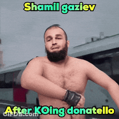 Shirtless Man With Beard Shamil Gaziev After KOing Donatello GIF