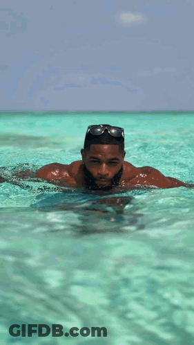 Shirtless Man With Beard Standing In Water GIF