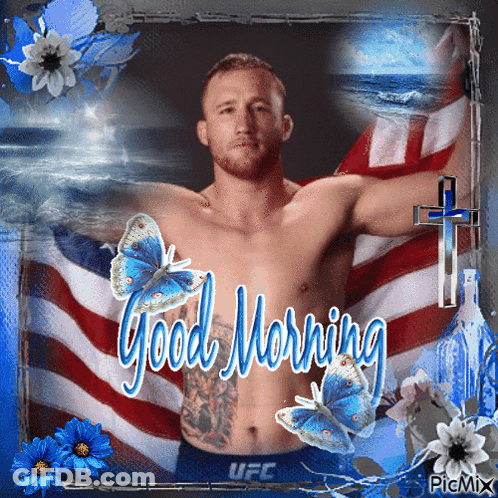 Shirtless Man With Butterflies Good Morning GIF