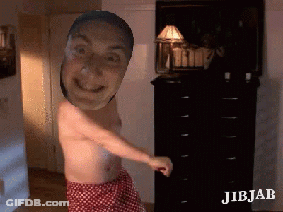 Shirtless Man With Face On Chest Dancing JibJab GIF