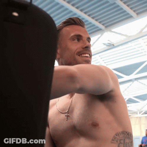 Shirtless Man With Flexi Chest Tattoo GIF