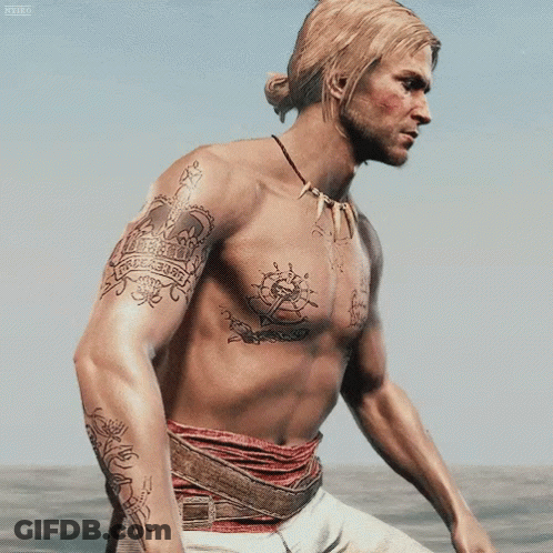 Shirtless Man With Freedom Tattoo GIF