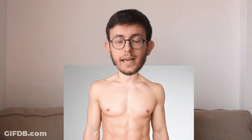 Shirtless Man With Glasses And Beard Singing GIF