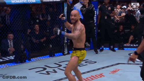 Shirtless Man With Glasses And Tattoo In Boxing Ring Future Champ Predicted By GIF