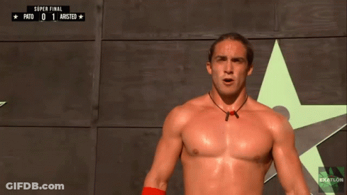 Shirtless Man With Green Star And Super Final Pato GIF