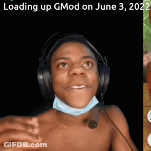 Shirtless Man With Headphones And Mask Loading Gmod GIF