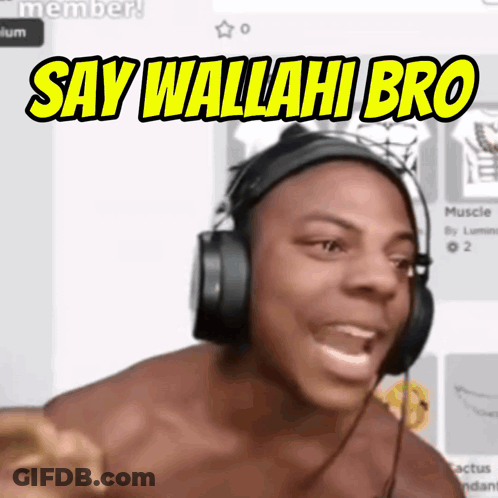 Shirtless Man With Headphones Saying Wallahi Bro GIF