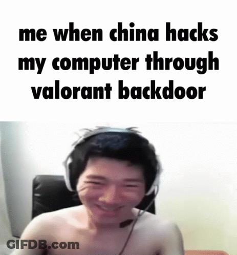 Shirtless Man With Headphones Says Me When China Hacks My Computer Through Valorant Backdoor GIF