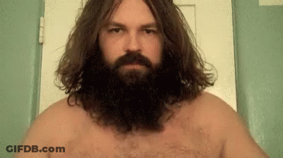 Shirtless Man With Long Hair And Beard GIF
