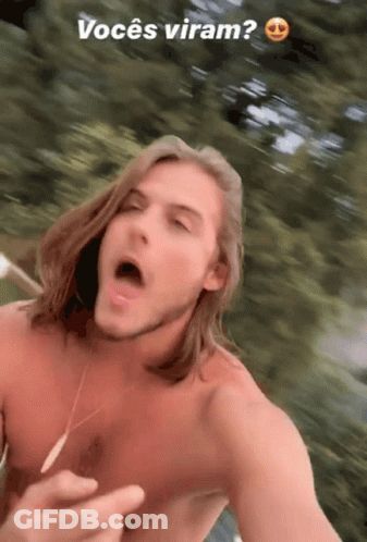 Shirtless Man With Long Hair Making Funny Face Vocês Viram GIF