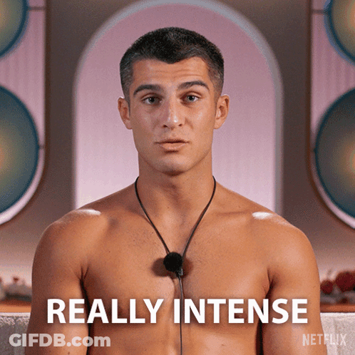 Shirtless Man With Really Intense Sign GIF
