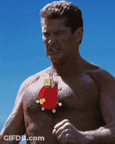 Shirtless Man With SpongeBob SquarePants Sticker GIF