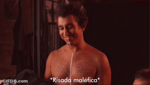 Shirtless Man With Tree Drawing And Risada Malefica GIF