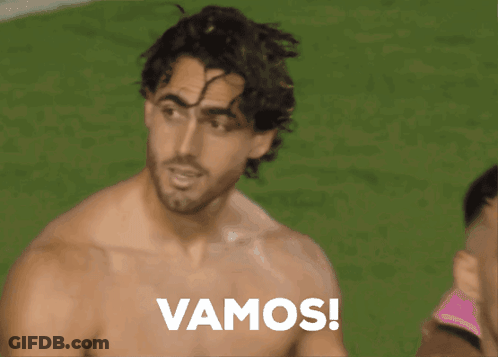 Shirtless Man With Vamos GIF