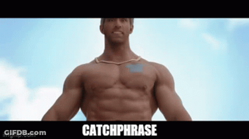 Shirtless Man With Word Catchphrase GIF