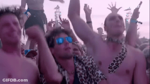 Shirtless Men Dancing At Music Festival GIF