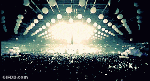 Shirtless Men Dancing At Music Festival GIF