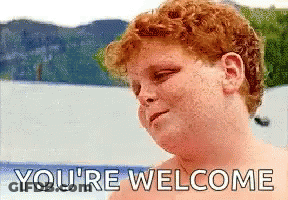 Shirtless Red-Haired Boy Saying You're Welcome GIF