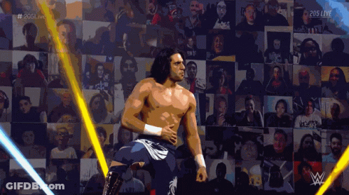 Shirtless Wrestler 205 Live Collage GIF