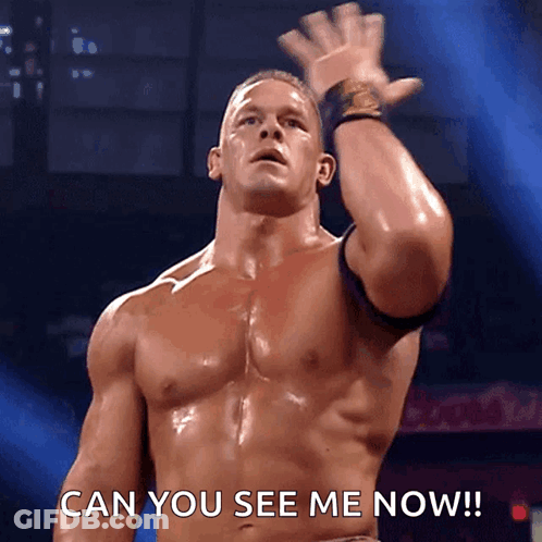 Shirtless Wrestler Can You See Me Now GIF