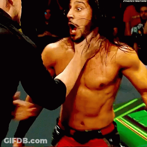 Shirtless Wrestler Chokeslammed By Another Wrestler GIF