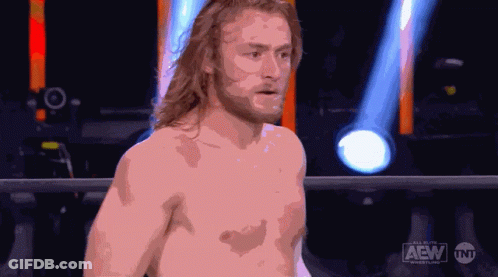 Shirtless Wrestler In Ring With AEW Logo GIF