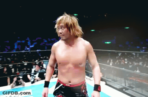 Shirtless Wrestler In Ring With Marin Sign GIF