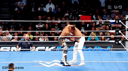 Shirtless Wrestler In Ring With Tiffany Luv24 GIF