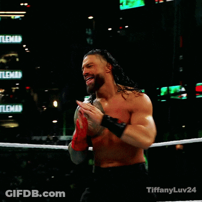 Shirtless Wrestler In Ring With Wrestlemania XL Sign GIF