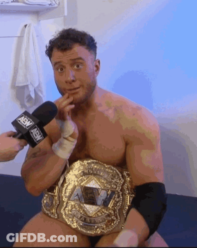 Shirtless Wrestler Interviewed With AEW Mic GIF